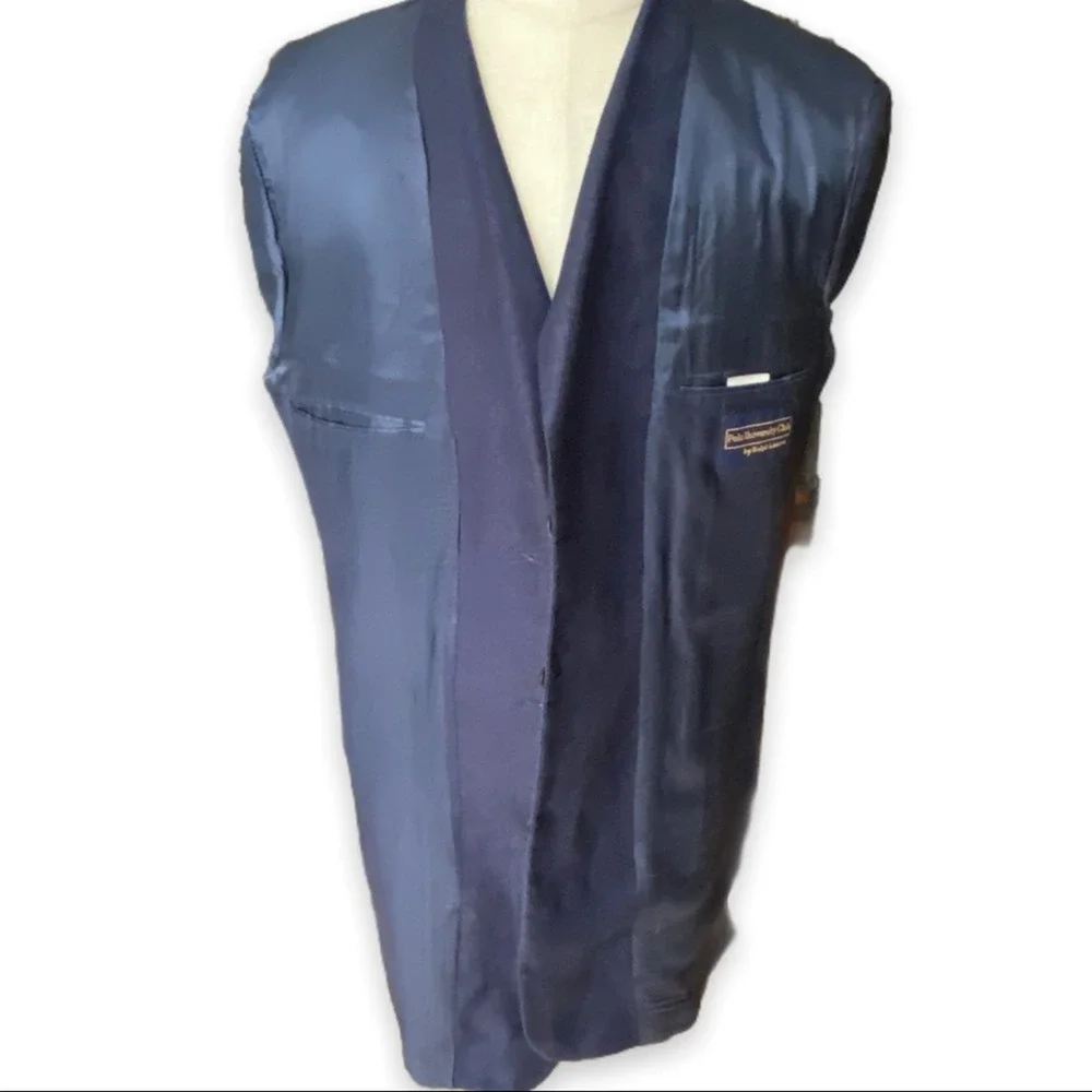 Ralph‎ Lauren Polo University Linen Blazer Jacket Sport Coat Navy Blue 41 T